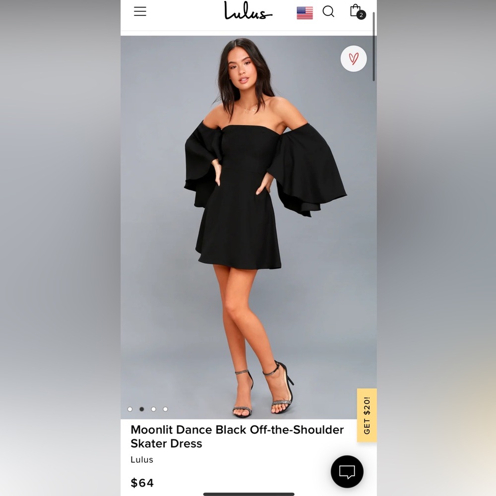 Lulus Black Off the Shoulder Dress, Size M